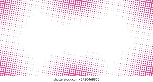 A visually striking image featuring a vibrant pink halftone pattern on a white background, comprising numerous small dots arranged in a gradient-like design, creating a sense of depth and texture.