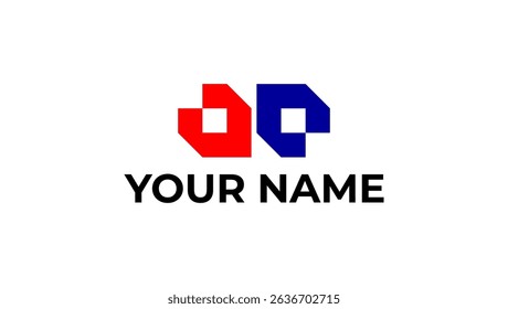 A visually striking logo featuring two abstract shapes, one red and one blue, positioned side-by-side. The shapes are geometric and modern in style, creating a clean and professional feel.