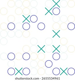 A visually striking pattern featuring circles with crosses, alternating in blue and green colors on a light background