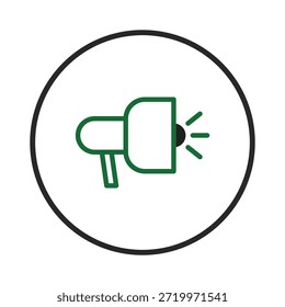 Uma representação visual impressionante de um ícone de megafone, com um contorno limpo e design vetorial. O símbolo significa anúncios e comunicações, perfeitamente adequado para uso em digital