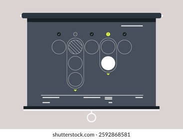 A visually striking scheme displayed on a blackboard captures intricate connections and processes, highlighting collaborative thinking during an inspiring educational moment in a busy learning space