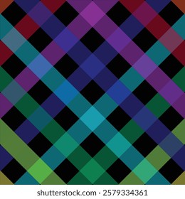 A visually striking textile-inspired checkered pattern featuring a mix of vibrant colors and small, scattered heart motifs. Perfect for fabric design, digital backgrounds, or creative art projects.