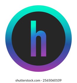 A visually striking vector featuring a gradient lowercase “h” enclosed in a circular border with gradient tones. Ideal for branding, modern typography, or design projects.