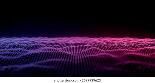 A visually stunning abstract representation of a digital wave pattern, characterized by its vibrant color palette and dynamic movement.