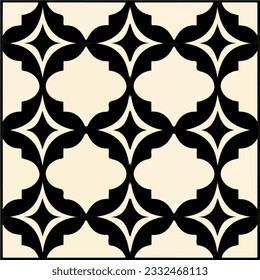 Visually stunning damask pattern in black and white, set against a white background. The ornate geometric elements give this art nouveau floor pattern a touch of sophistication.