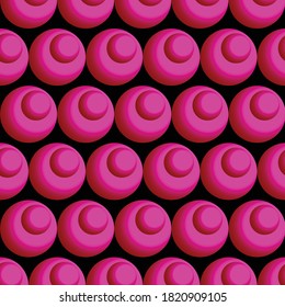 Visually voluminous purple-pink buttons on a black background.