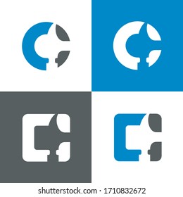  las imágenes de la letra c y de los cortes redondos y cuadrados con un martillo como marcador de una herramienta de construcción. este logotipo puede utilizarse para su proyecto. 