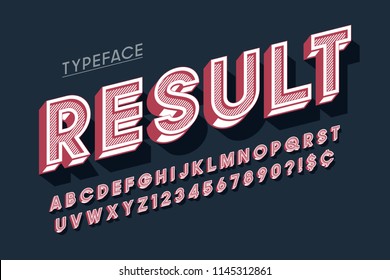 Vitage 3d display font design, alphabet, letters and numbers. Swatch color control