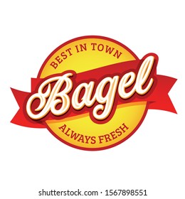 Vitage Bagel sign label lettering