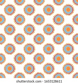 Vital Cog orange and blue gears on white background seamless vector repeat surface pattern design