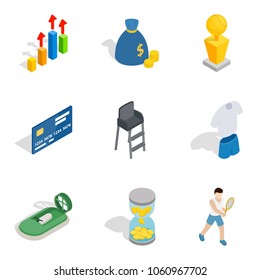 Vital success icons set. Isometric set of 9 vital success vector icons for web isolated on white background