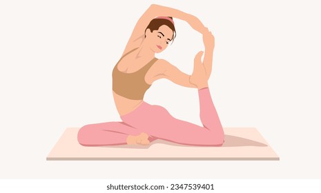 Vital yoga pose of woman for stressful life. Yoga pose illustration.