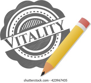 Vitality emblem with pencil effect