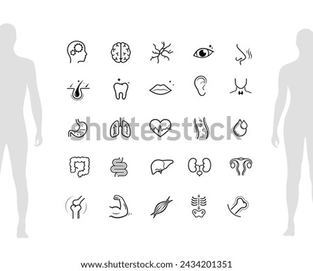 Vitality icon set for human-improving products. The outline icons are well scalable and editable. Ready for your design. EPS10.	