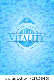 Vitality realistic sky blue mosaic emblem