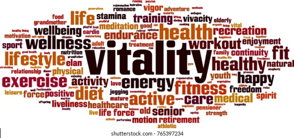 Vitality word cloud concept. Vector illustration