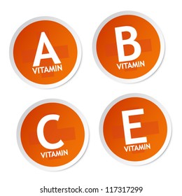 Vitamin A, B, C and E stickers
