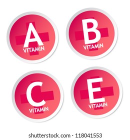 Vitamin A, B, C and E stickers