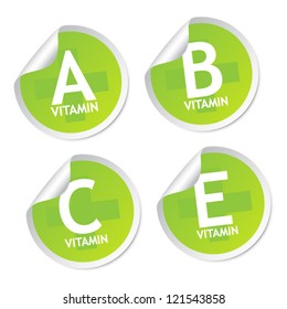 Vitamin A, B, C and E stickers