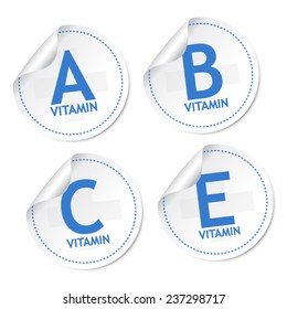 Vitamin A, B, C and E stickers