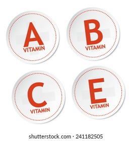 Vitamin A, B, C and E stickers