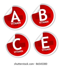 Vitamin A, B, C and E stickers