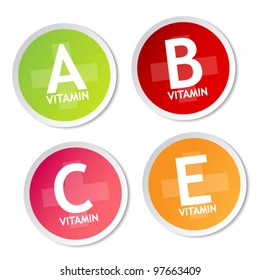 Vitamin A, B, C And E Stickers