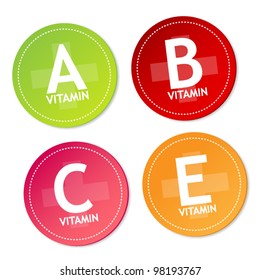 Vitamin A, B, C and E stickers