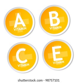 Vitamin A, B, C and E stickers