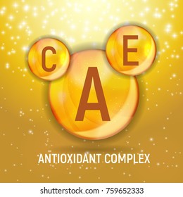 Vitamin A, C, E  Icon. Antioxidant Complex. Vector Illustration EPS10