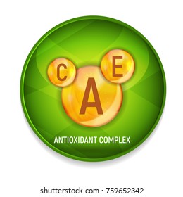 Vitamin A, C, E  Icon. Antioxidant Complex. Vector Illustration EPS10