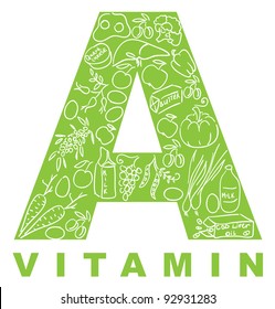 Vitamin A. The form "A" filled with meal.