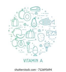 Vitamin A. Healthy food. Vecor Illustration