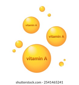 vitamina A. Uma gota dourada brilhante da essência. Ilustração vetorial