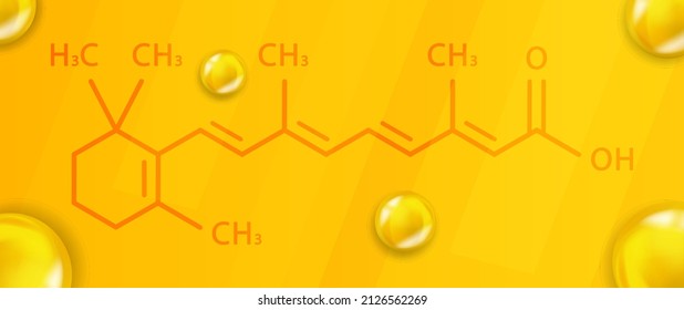 Vitamin A1 chemical formula. Vitamin A1 Realistic chemical molecular structure