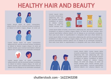 Vitamin Advertising for Healthy Hair and Beauty. Magazine Shows how Taking Pills and Medicines Affects Condition Hair. Medications Help Hair Growth, their Radiance and Prevents Premature Graying.