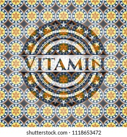 Vitamin arabesque emblem background. arabic decoration.