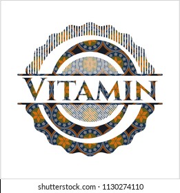 Vitamin arabesque style emblem. arabic decoration.