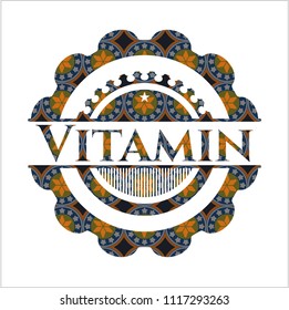 Vitamin arabic emblem background. Arabesque decoration.