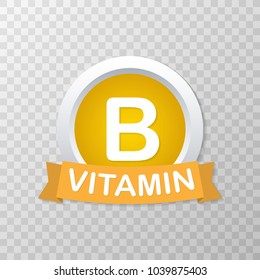 Vitamin B. Badge, icon, bio theme. Logo vector design illustration on white background

