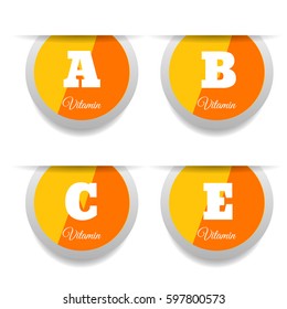 Vitamin A B C and E stickers eps 10 vector