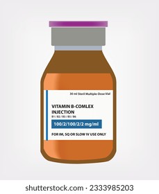 Vitamin B complex injection vial, IV or IM injection