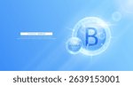 Vitamin B complex serum blue. For design skin care products beauty treatment. Medical scientific concepts. Vector EPS10.