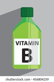 Vitamin B flat design icon Vitamin bottle recipient.