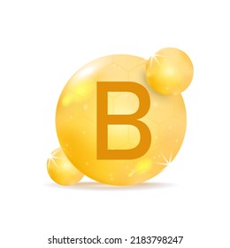 Vitamin B Golden Icon Drop Vitamin Stock Vector (Royalty Free ...