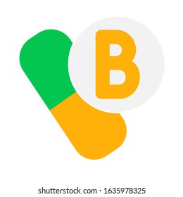 Vitamin B icon. Element of vitamin icon.  
Logo vector design illustration on white background. Vector stock illustration.
icon for website design and development, app development. Premium icon