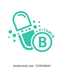 Vitamin B Icon Green Capsule Form Stock Vector (Royalty Free ...