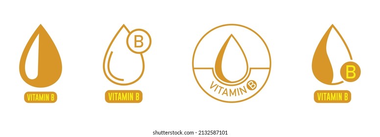 Vitamin B Logo, Drop, Supplement, Icon Set Vector Illustration