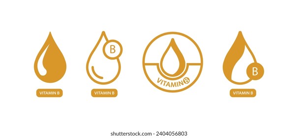 vitamin b logo, drop, supplement, icon set vector illustration