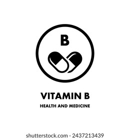 Vitamin B vector icon. Vector icon for health. Icon vitamin pill.